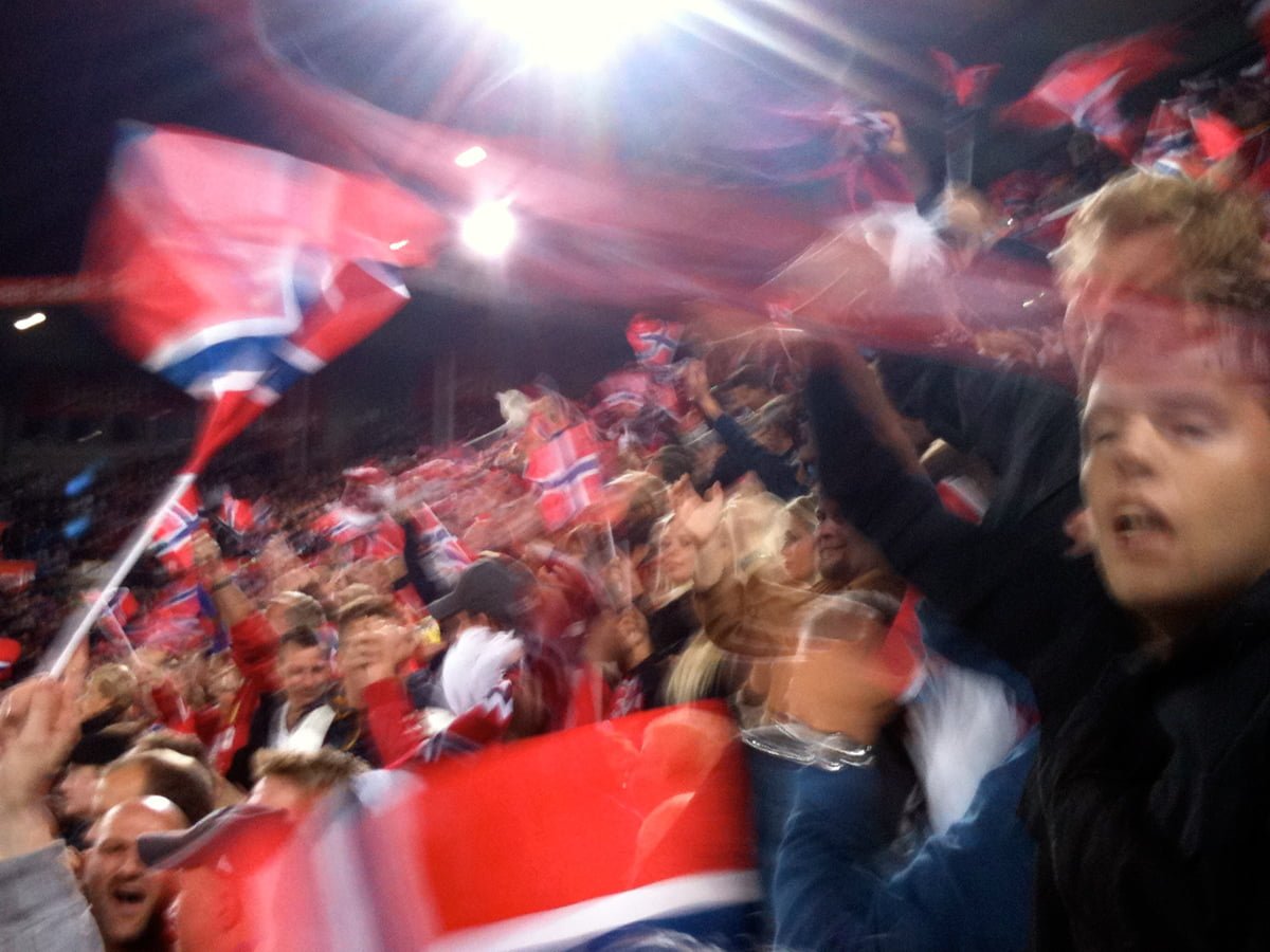 Norway fans celebrate the winning goal