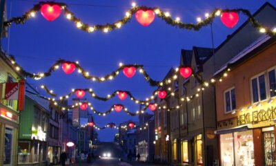 Storgata in Tromsø with Christmas lights