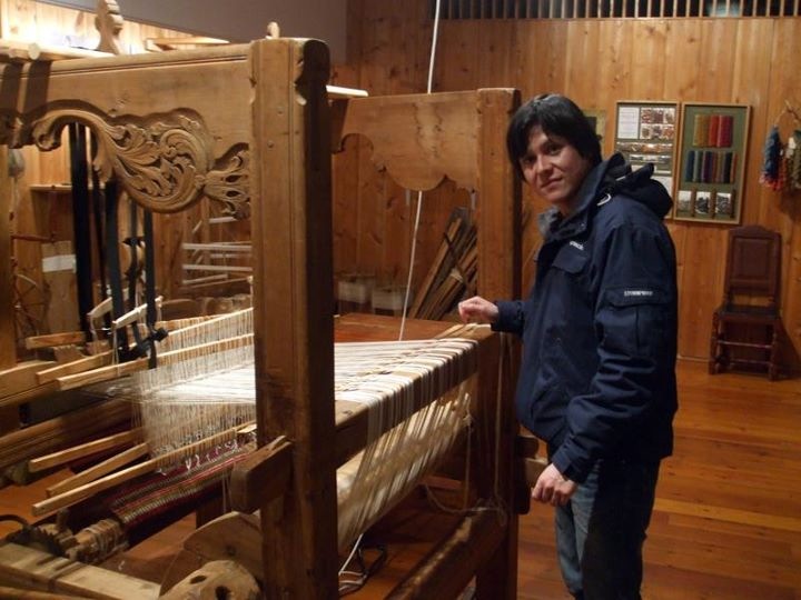 Gerry examining a loom!