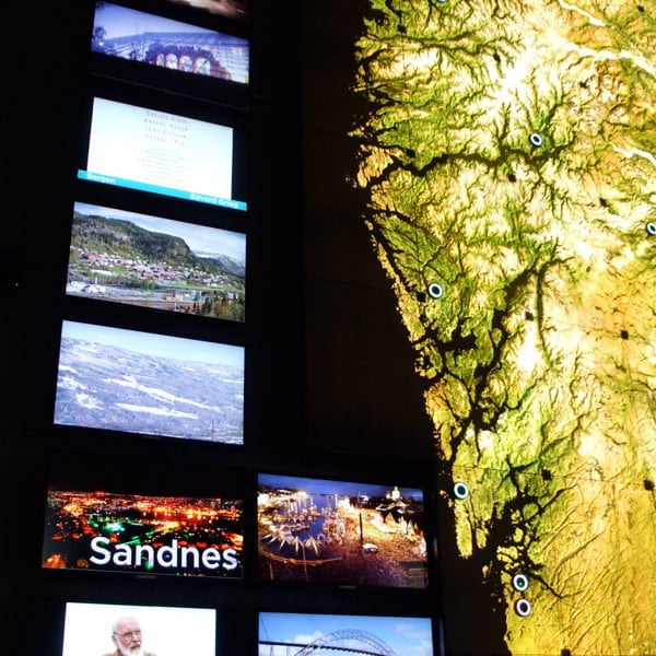 rockheim5 Video screens about Sandnes and other places in Norway. Photo: David Nikel.