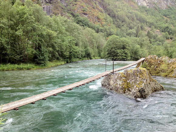 Walk the plank A river bridge near Flåm in Norway