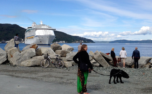 People gathering to greet the ship