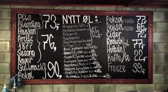 Menu at Ølhallen