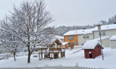 Snowy housing estate in Trondheim