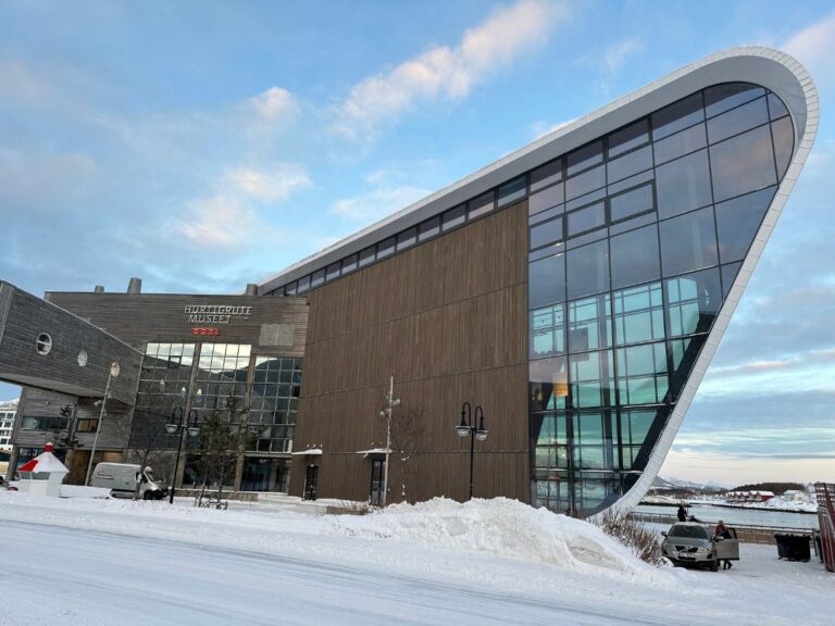 Modern building of the Hurtigruten Museum in Stokmarknes. Photo: David Nikel.