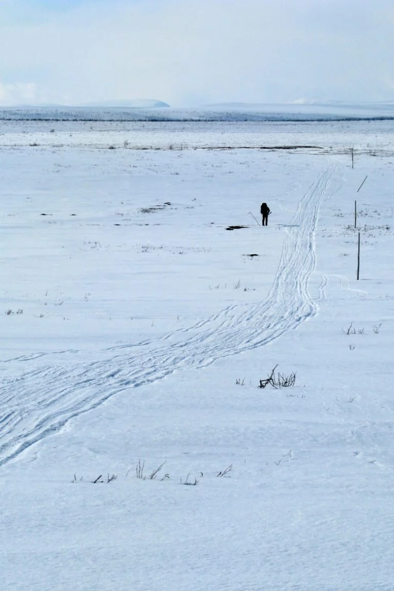 Finnmarksvidda: The Finnmark mountain plateau in the winter.