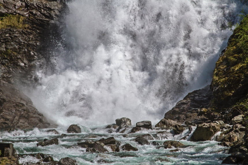 Hjellefossen waterfall in Utladalen, Norway