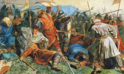 Olav falls at the Battle of Stiklestad