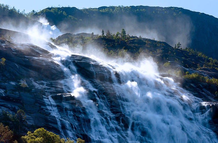 Langfossen waterfall in Norway.