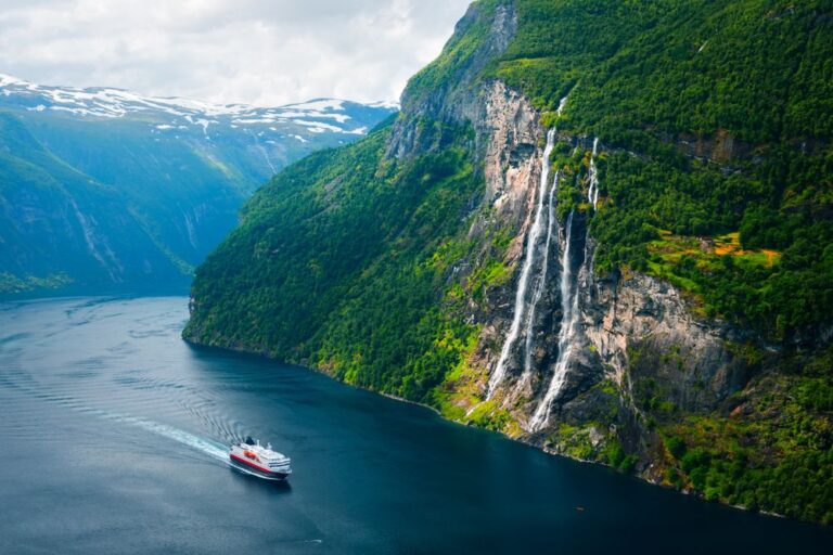 Seven Sisters waterfall in Geirangerfjord, Norway.