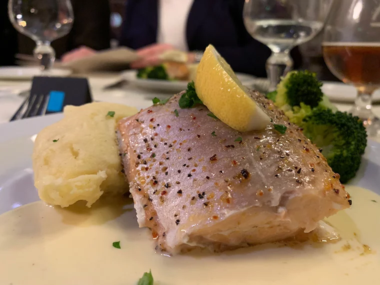 Arctic char main course aboard the MS Vesterålen