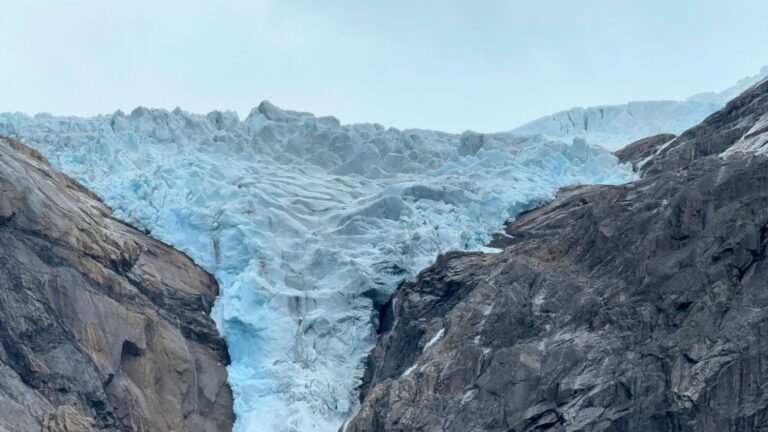 Close-up of Briksdal Glacier in Norway. Photo: David Nikel.