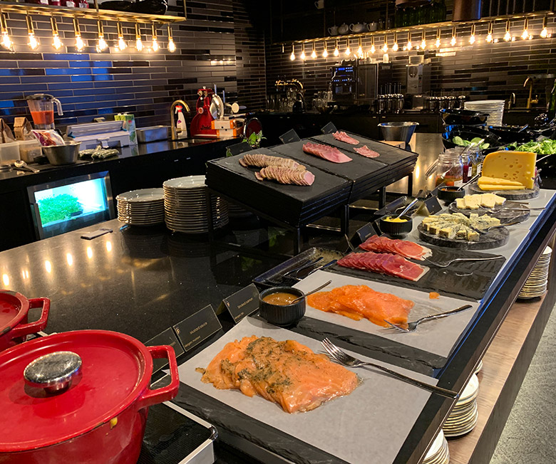 Breakfast buffet at Funken Lodge, Longyearbyen