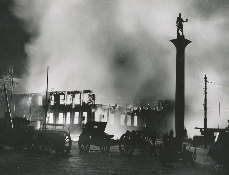 Flames at Trondheim’s main city square 