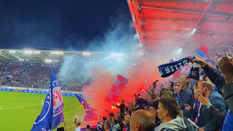 Fans inside Vålerenga Stadium in Oslo, Norway. Photo: David Nikel.