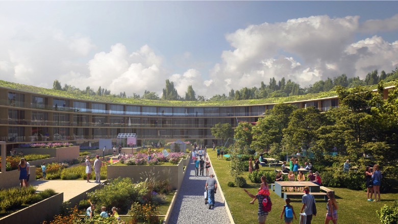 Inner courtyard of new OBOS development