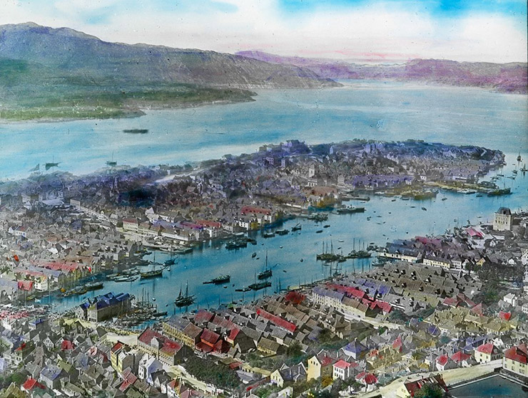 Old photo of Bergen, Norway, circa 1900