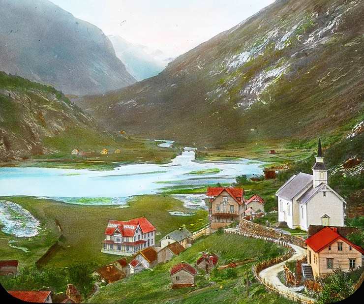 The town of Hellesylt in fjord Norway