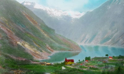 Lantern slide of Geiranger, Norway, circa 1900