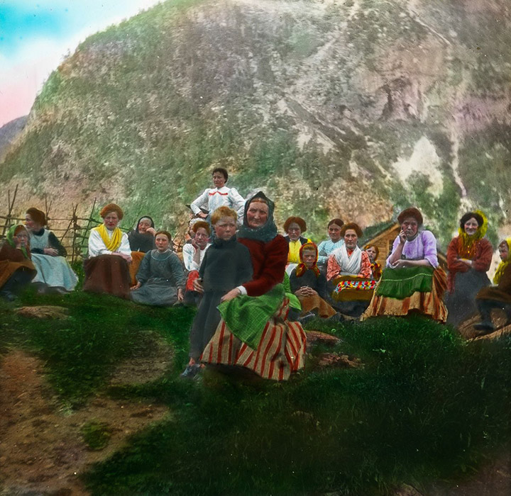 Archive slide image of rural Norwegians from 1900