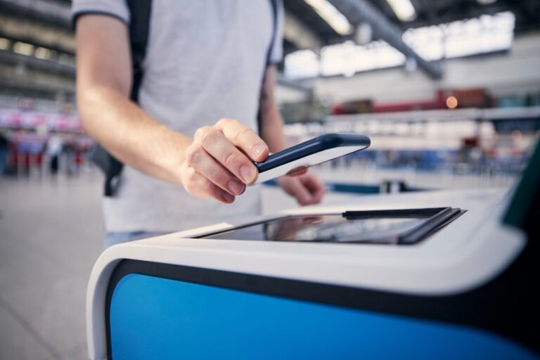 Airport boarding pass scanner.