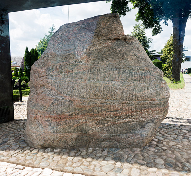 Jelling runestone in Denmark.