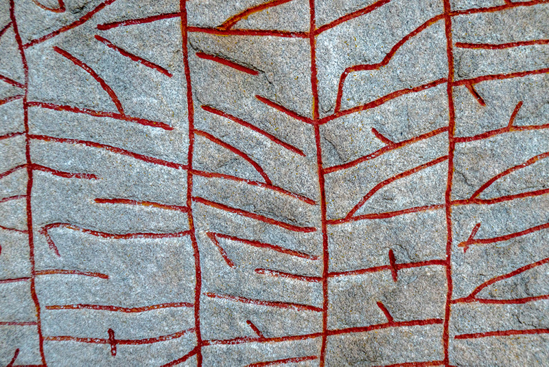 Close-up of a Scandinavian runestone in Sweden.