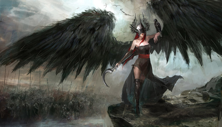 Illustration of a Viking warrior leading an army