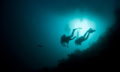 Diving underwater off the Norwegian coast