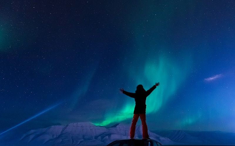 Northern lights display in Svalabrd, Norway