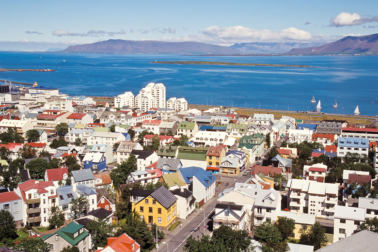 The skyline of Reykjavik, Iceland.