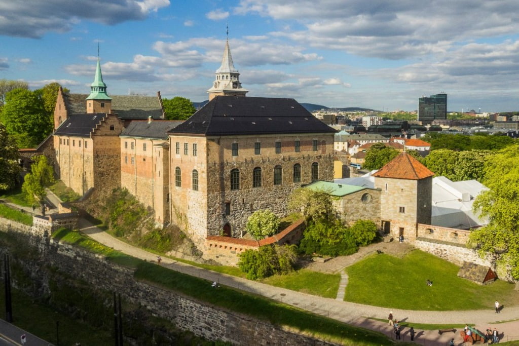 Oslo's Akershus Fortress complex from above