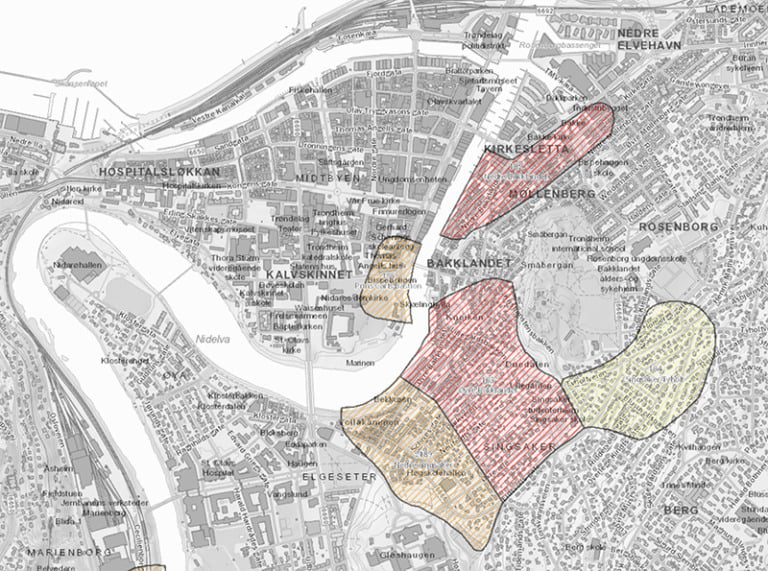 Quick clay risk zone in Trondheim, Norway.