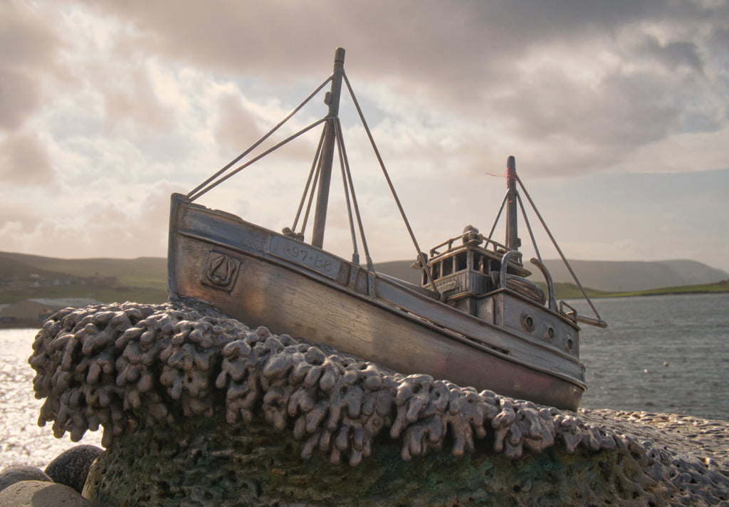 The Shetland Bus memorial in Scalloway, Scotland