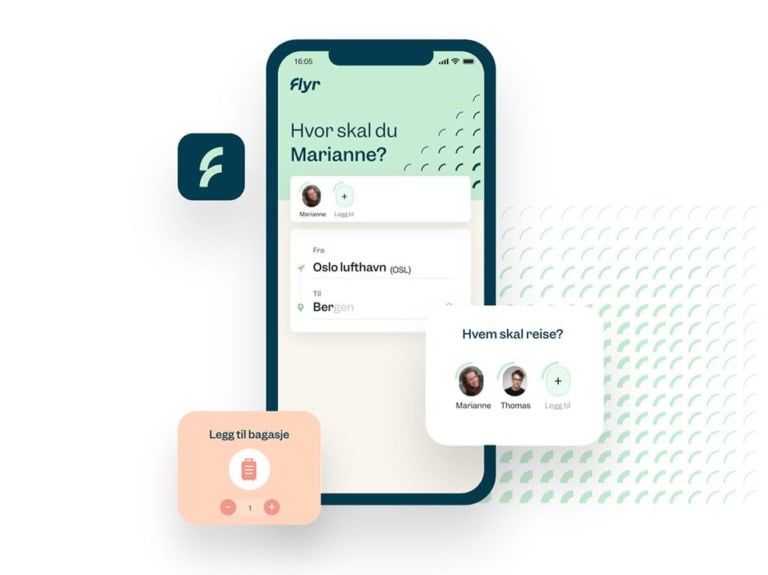 Flyr booking app screenshot.