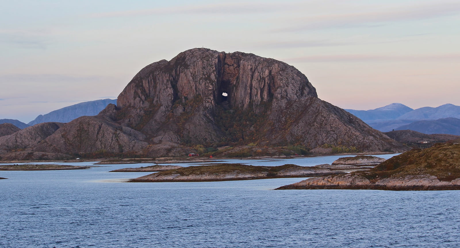 Torghatten mountain landscape in Northern Norway