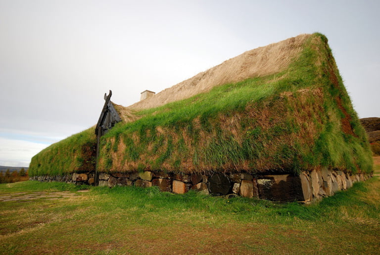A reconstruction of the Viking Longhouse Stöng in Iceland.
