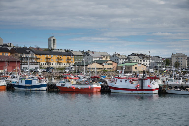 Vadsø harbour on a sunny day