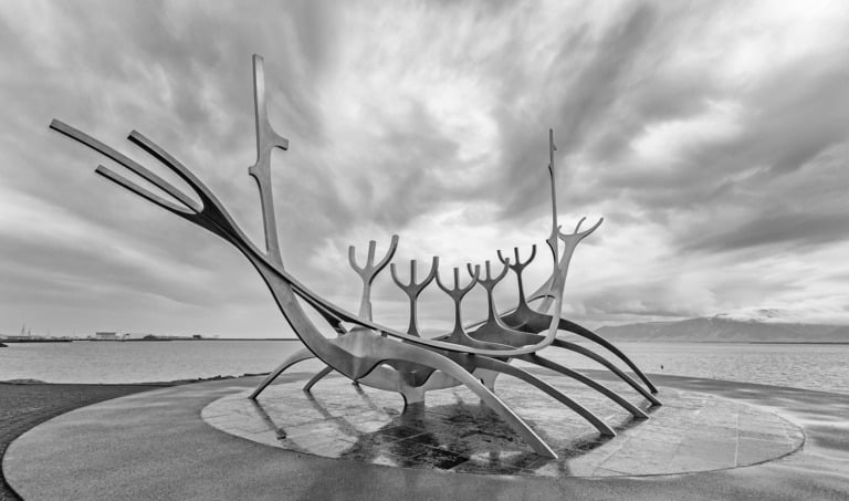 The Sun Voyager sculpture by Jón Gunnar Árnason