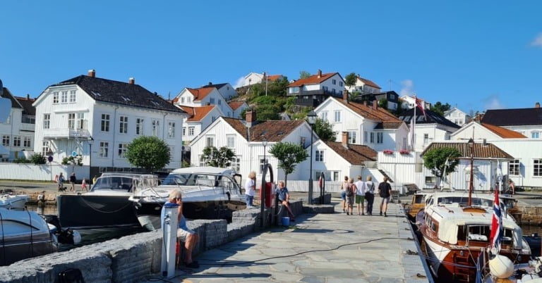 White houses at the harbour of Risør