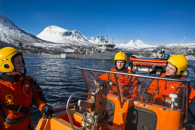 Privates practising with a rescue boat