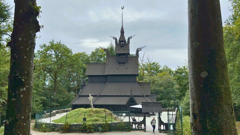 Fantoft Stave Church in its forest setting. Photo: David Nikel.