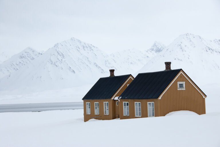 Snowy scene in Ny-Ålesund, Svalbard