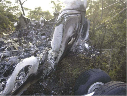 The cockpit area after the fire. Photo: Accident Investigation Board Norway.