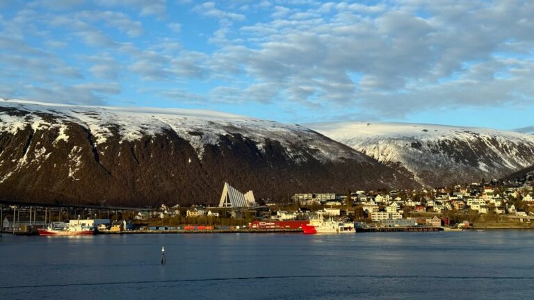 Tromsø waterfront on Norwegian National Day. Photo: David Nikel.