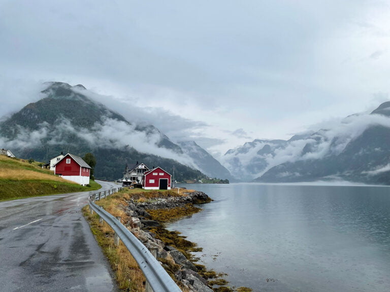 Driving by Sværafjorden near Balestrand.