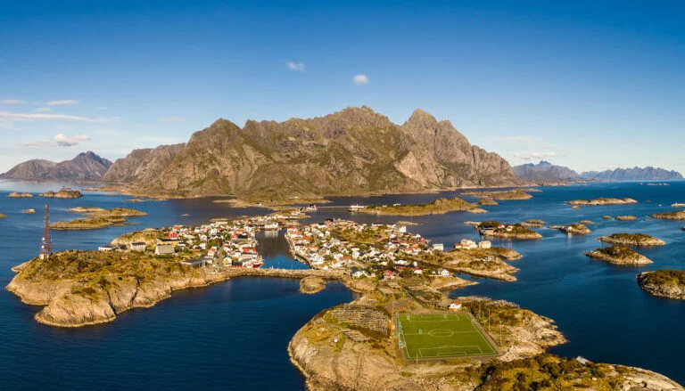 The football pitch in Henningsvær, Lofoten.