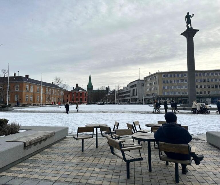 Street furniture in Trondheim's market square.