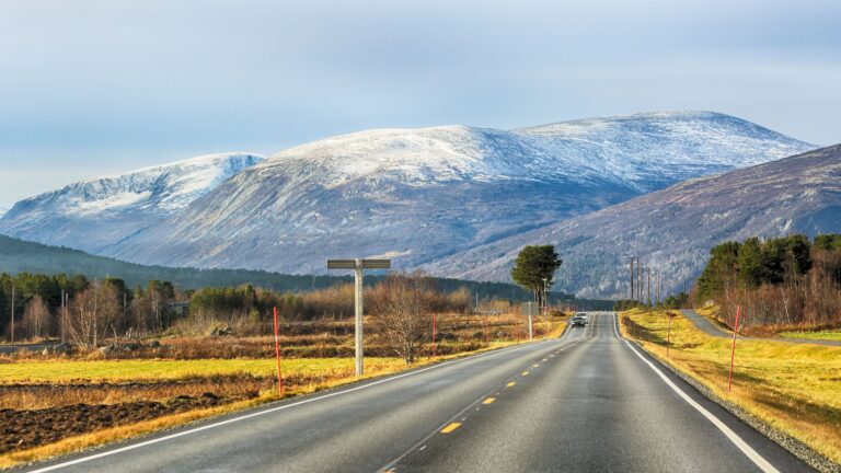 Driving through Oppdal in Norway.