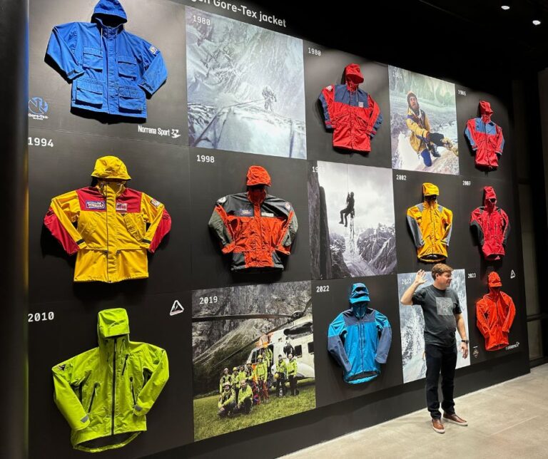 Gore-Tex jacket history in Oslo's Norrøna House. Photo: David Nikel.